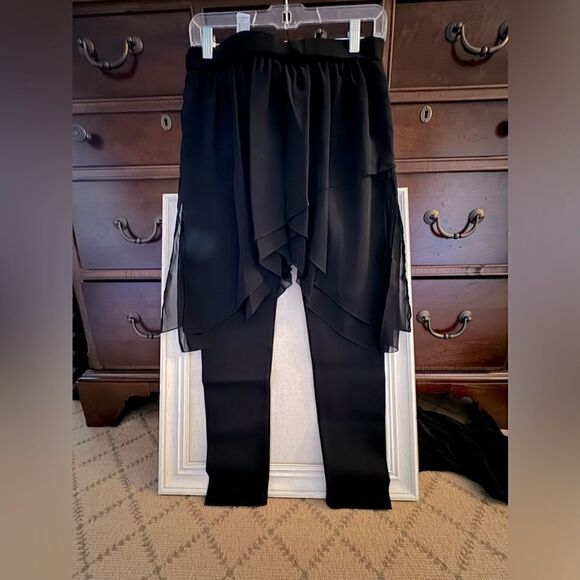 Zara Black Leggings with Chiffon attached over skirt NWT S - Picture 1 of 10